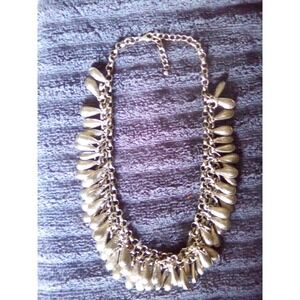 Silver Tone Statement Fringe Bib Necklace Teardrop Filigree‎ Boho Adjustable